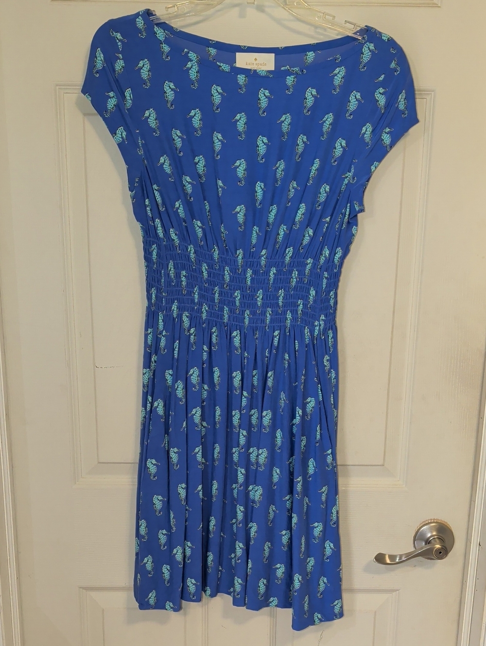 NWOT kate spade Blaire Blue Dress with Teal Seahorse Print size S